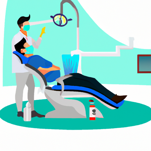 המחשה של מטופל מרגיש נינוח ונוח, כשברקע רופא שיניים מבצע עבודות שיניים