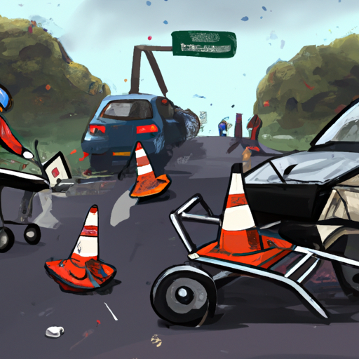 תמונה המציגה זירת תאונת דרכים, המדגישה את הצורך בכלי ניהול תנועה יעילים כמו עגלת החצים.