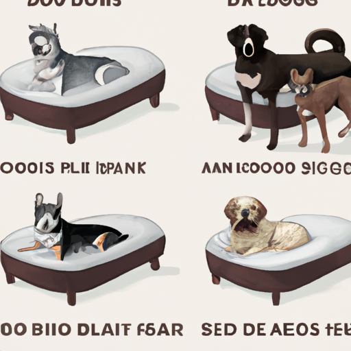 תמונת השוואה המציגה גזעי כלבים שונים עם גודל המיטה האידיאלי שלהם